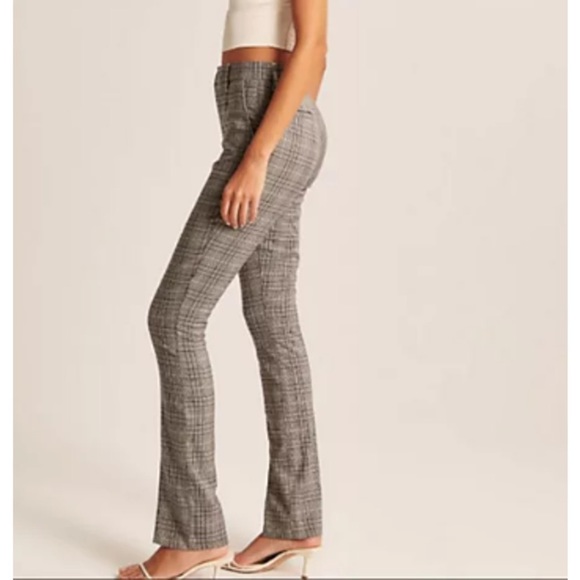 Abercrombie & Fitch The Skinny Ultra High Rise Pants Slit Bootcut Flare Plaid - Picture 4 of 6